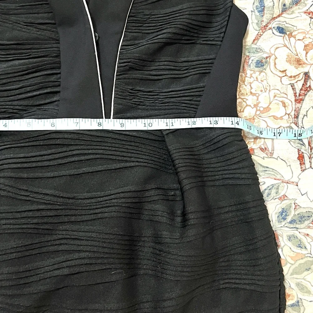 Claudie Pierlot, Paris Black Ruched Cocktail Sheath Dress Plunge,EUC, 38 Size 6